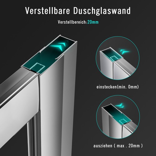 Duschwand Für Dusche ECKEINSTIEG DUSCHKABINE DUSCHABTRENNUNG Schiebetu00fcr Duschwand Mit/ohne Duschtasse EUR 212,99 Duschkabine 90x90 Eckeinstieg