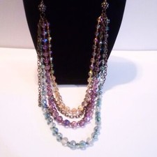Multi Colored Faceted Bead Multi Strand Necklace