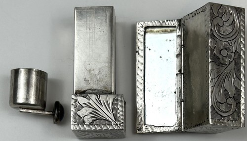 ✅Vintage Fancy Ornate 800 Silver Lapis Lipstick Tube Case Jal Italy CLEAN - Picture 12 of 16