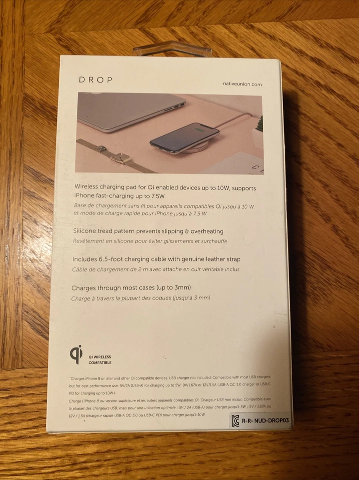 Native Union Drop - High Speed Wireless Charger [Qi Certified] 10W (Rose) - Image 2 of 3