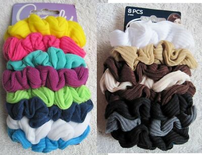 8 Goody Ouchless Gentle Scrunchie Elastic Ponytailer Hair Bands Soft Fabric Java