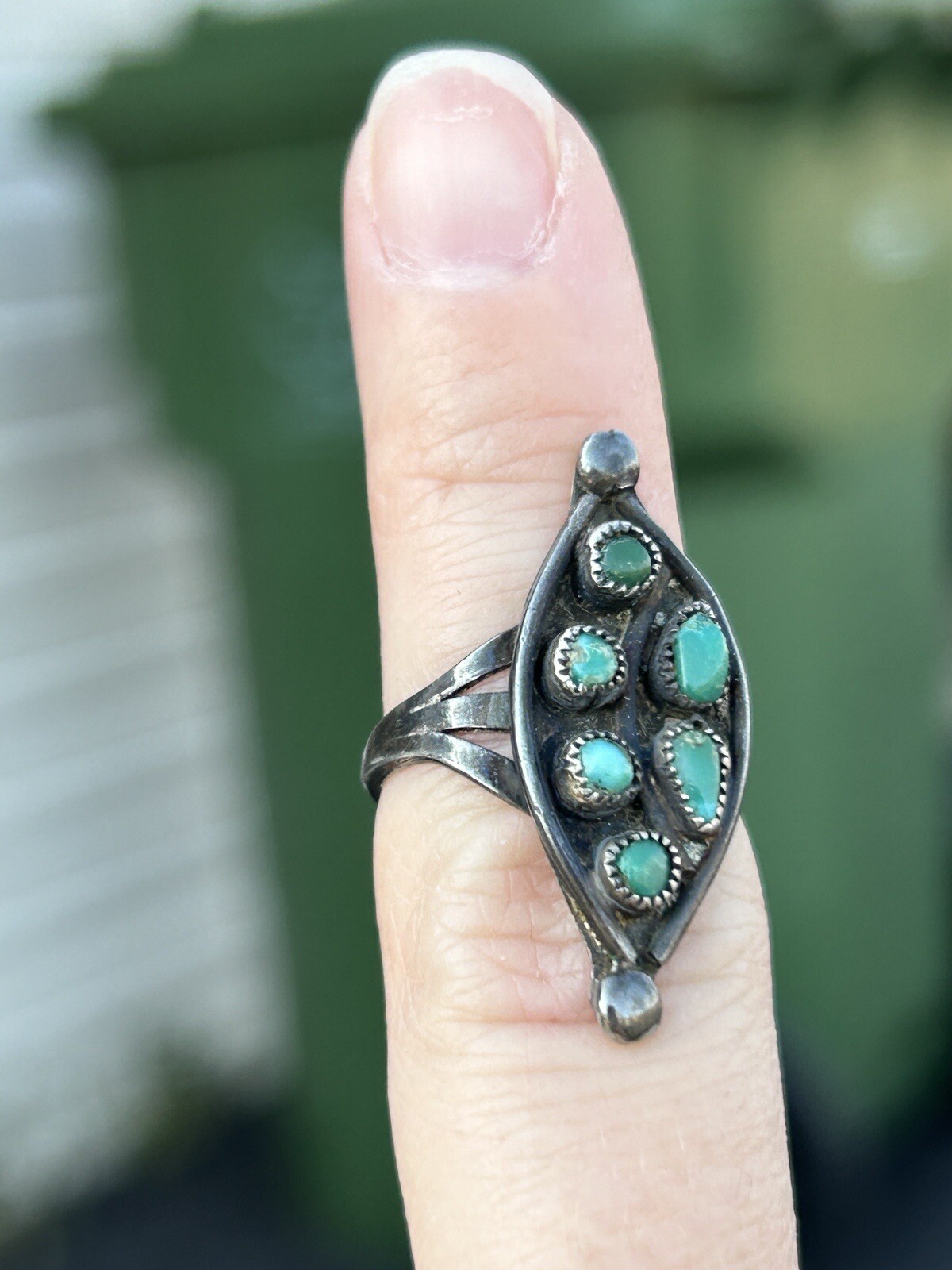 Native Sterling Silver Multi Turquoise Navette Ri… - image 19