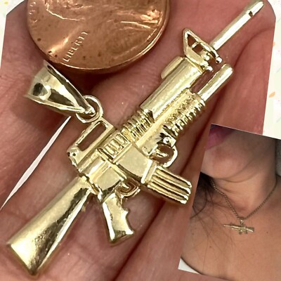 GOLd Gun AR15 AR-15 pendant Rifle M16 M-16 colt 10k weapon