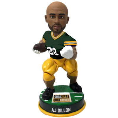 2023 AJ Dillon Bobblehead Green Bay Packers (with AR) Home Green Uniform