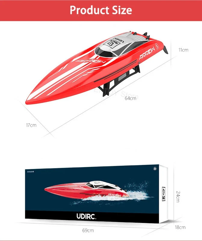 UDI UDI005 Arrow RTR 2.4G Brushless Water Cooling Rc Remote Control Boat Red - Picture 2 of 5