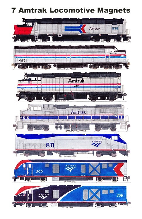 Amtrak Phase I-VII Paint Schemes 7 magnets by Andy Fletcher | eBay