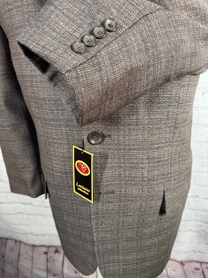 LORIANO Mens Brown HOPSACK HOMESPUN Weave Suit Sport Coat Blazer Jacket 42S - Image 4 of 4