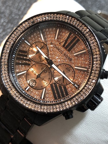Michael Kors Everest Chrono Black Ion Plated Pave Gemmed Ladies Watch MK5879 - Picture 18 of 18