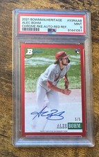2021 Bowman Chrome Heritage Rookie Auto Red Refractor Alec Bohm 5/5 PSA 9 S5269