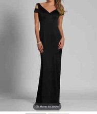 Dave  Johnny Black Off Shoulder Gown sz 0 Prom Mermaid Formal 700