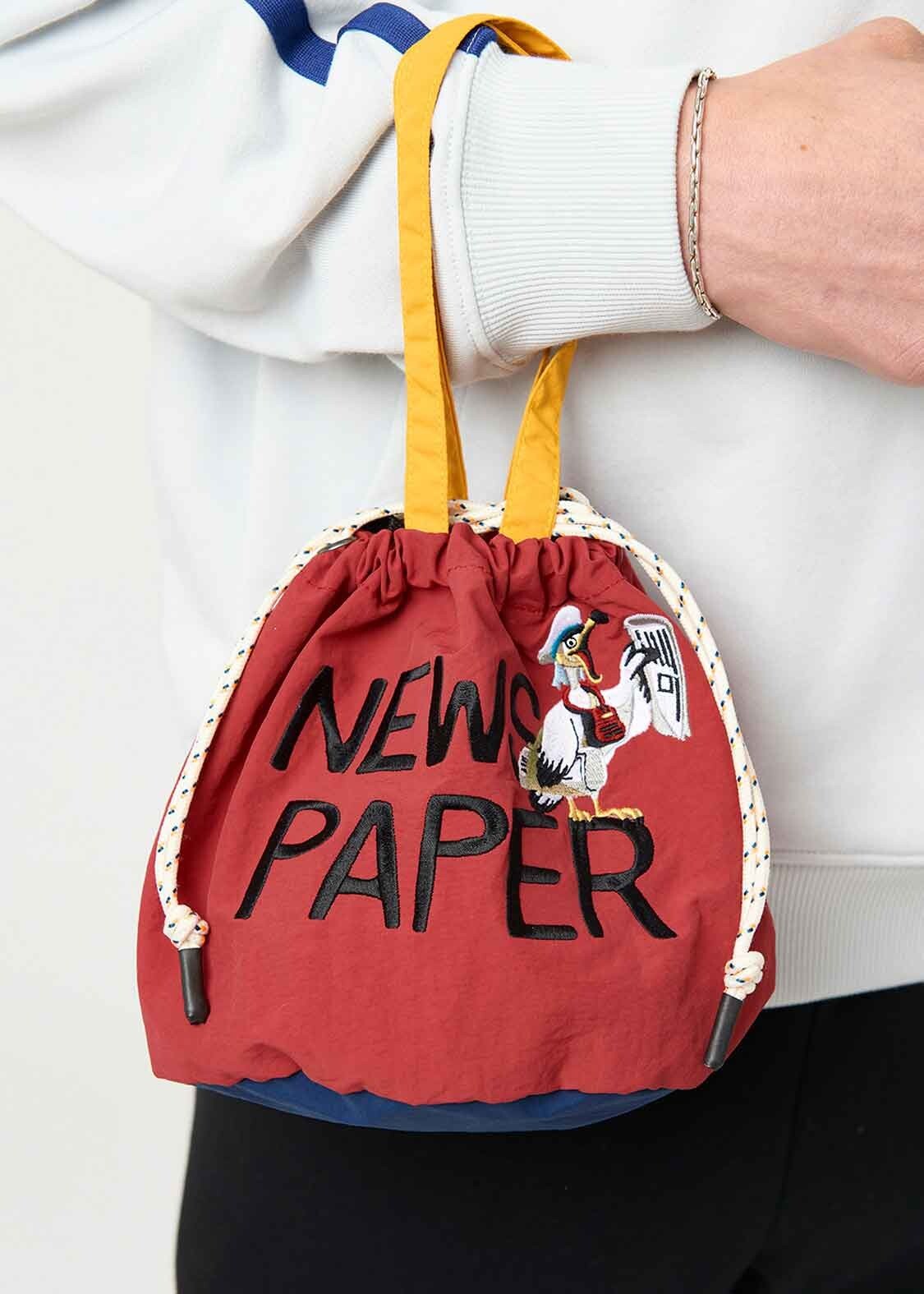 ONE PIECE X Graniph Red Mini String Bag Anime Newspaper Design Japan  