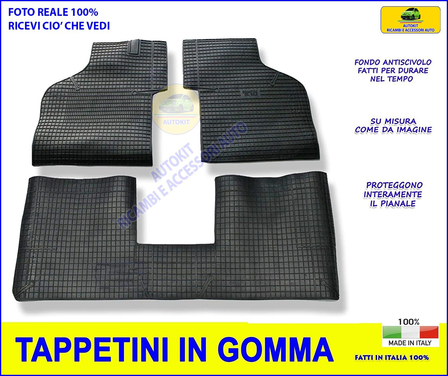 Tappetini in Gomma per Panda 4x4 Contry Club 1987>2003 Tappeti Auto su Misura - Miniatura 2