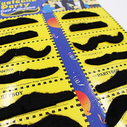 12 Fake Moustache Self-Adhesive Kids Fancy Dress Hen Stag Bachelorette Party - Picture 11 of 11