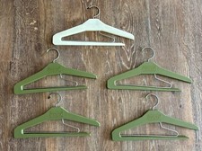 Vtg 70s Lundeen The Slacker Suit Hangers Avocado Green White Plastic Lot