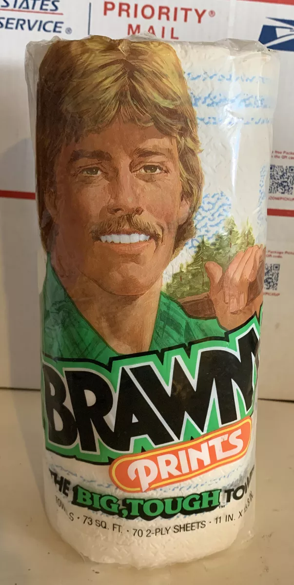New Old Stock Sealed Vintage Brawny Paper Towels White Blue 1985
