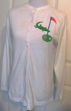 Vintage White Acrylic Sweater Cardigan Golf Theme Owen Originals George Cook 38