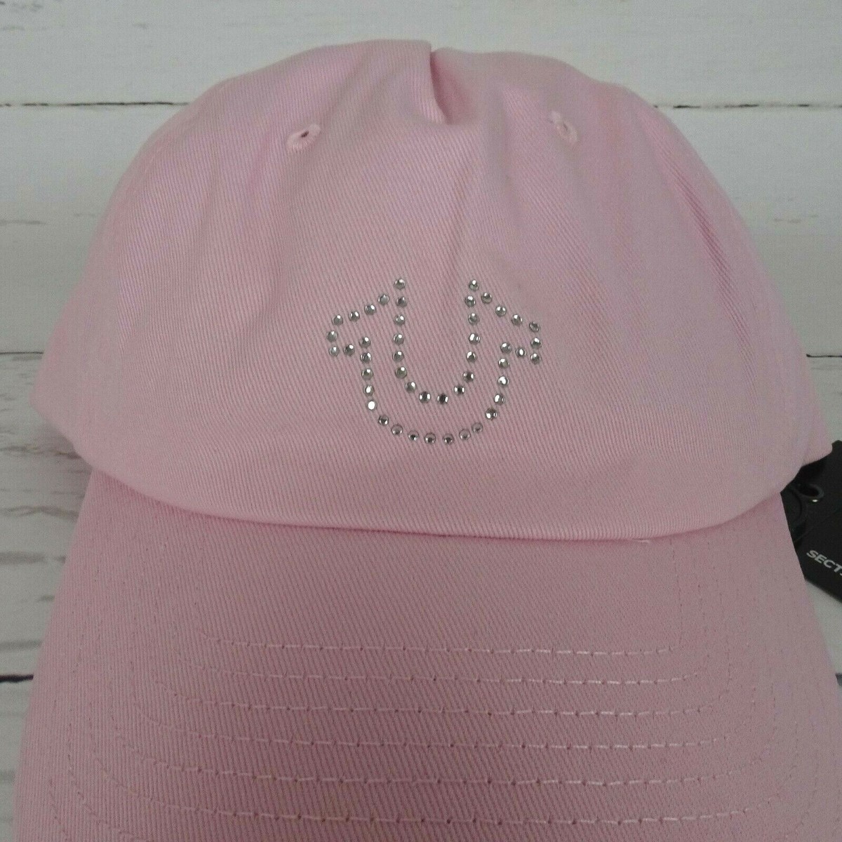 New True Religion Pink Baseball Cap Hat Crystal Horseshoe Logo Bling Minimalist il_fullxfull.6051349547_ijjl.jpg main image 4