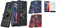 For Motorola Moto G Play 2024 XT2413V Robotic Ring Case Cover Tempered Glass
