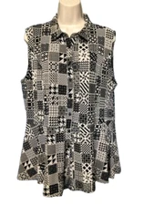 New Directions Tank Top Size XL Button-Down Stretch Collared Women's