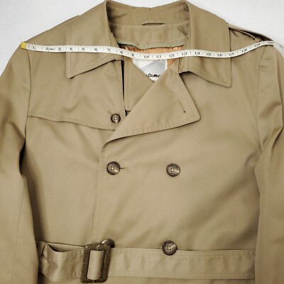 Vintage 80s Raintamer Trench Coat Double Breasted 44R Plaid Lined