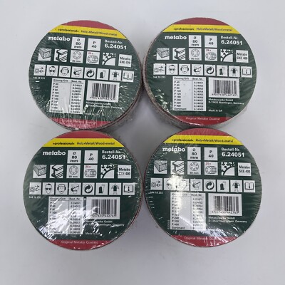 100 Metabo 624019000 6'' P40 Hook and Loop Sanding Sheets Discs Sandpaper