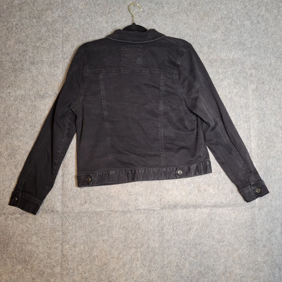 Chaqueta vaquera MUDD XL negra envejecida recortada camionero cintura abrigo punk motociclista Foto 4 de 4