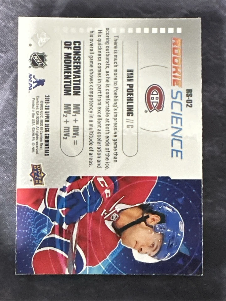 2019-20 Upper Deck Credentials Rookie Science RS02 Ryan Poehling Canadiens - Image 2 of 2