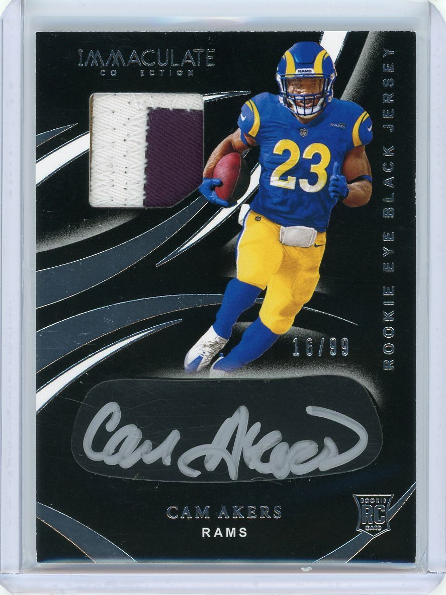 2020 Panini Immaculate Eye Black Rookie Patch Autograph REB-12 Cam Akers #16/99