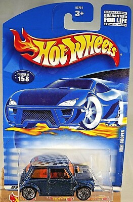 2001 Hot Wheels Mainline/Collector #158 MINI COOPER Blue w/Lace Spoke Variation