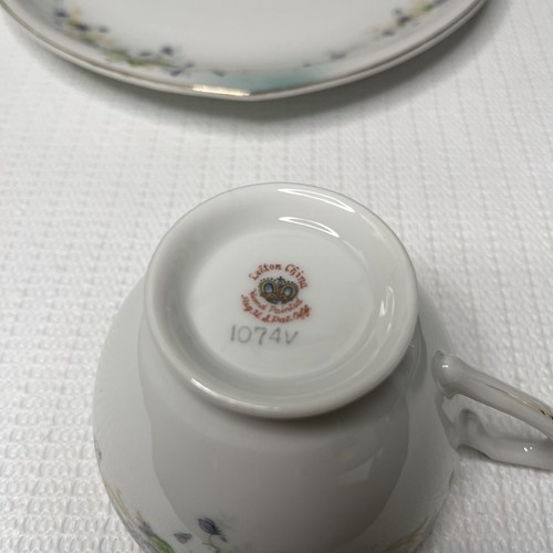 Lefton China Triangular Sweet Violets Snack Toast & Tea Set 1074v Hand Painted - Picture 7 of 12