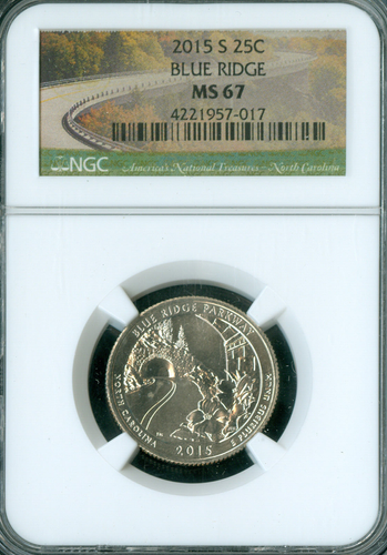2015 S BLUE RIDGE PARKS QUARTER NGC MS67 PQ . - Picture 3 of 4