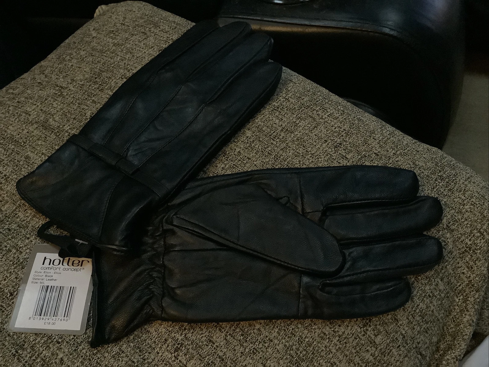 🌺Hotter Ellon Black Luxury Leather Gloves Size Medium/Large🎀