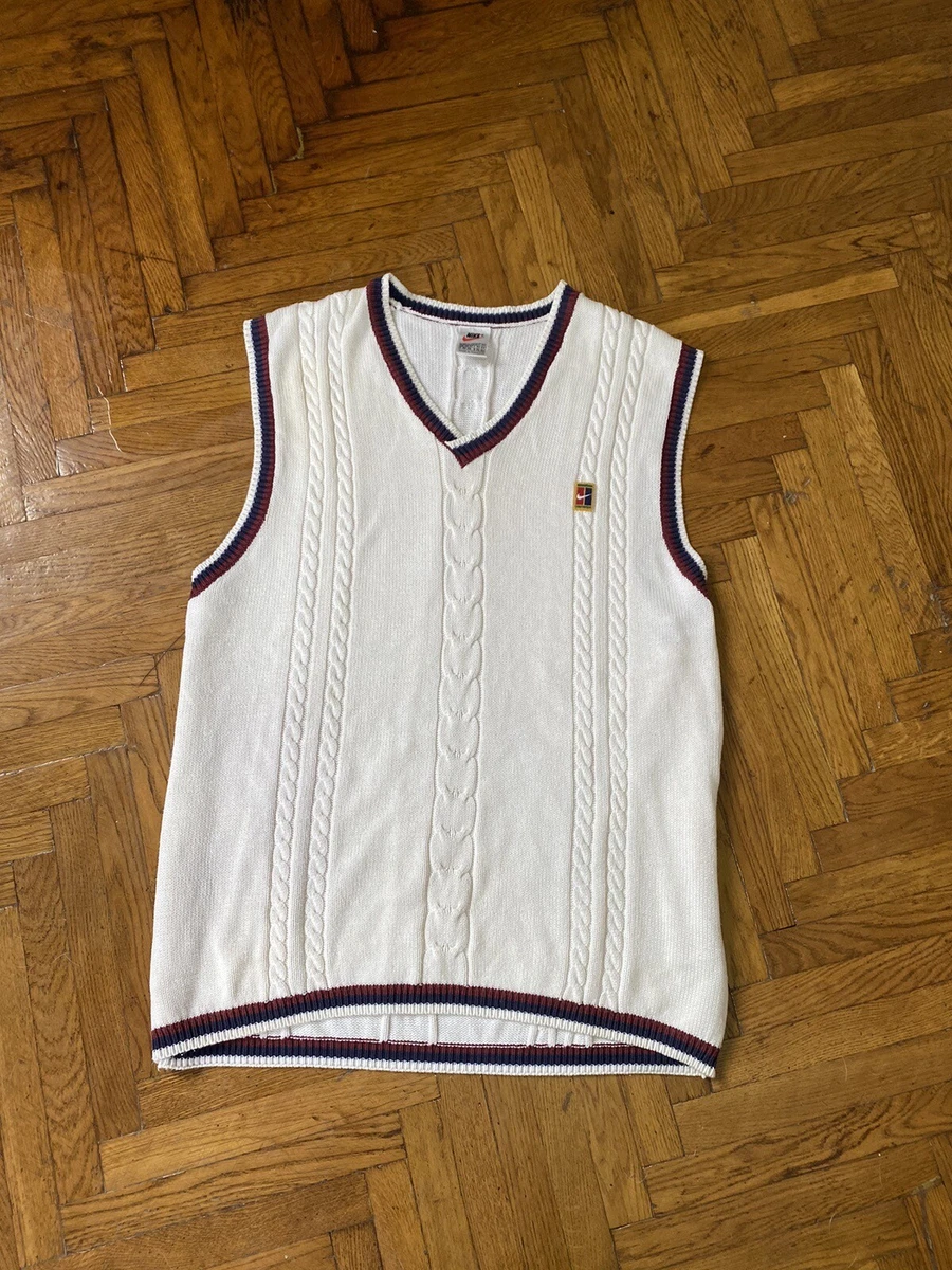 Vintage 90 s Nike Court Tennis Sweater Vest Navy White Mens Size XL