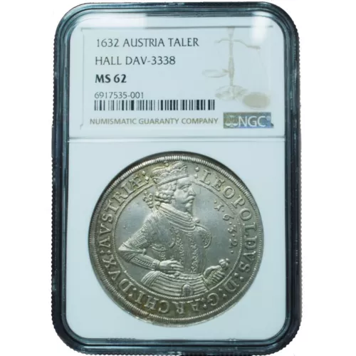 1632 Austria Taler Archduke Leopold MS62 NGC - Superbly Well Struck Example
