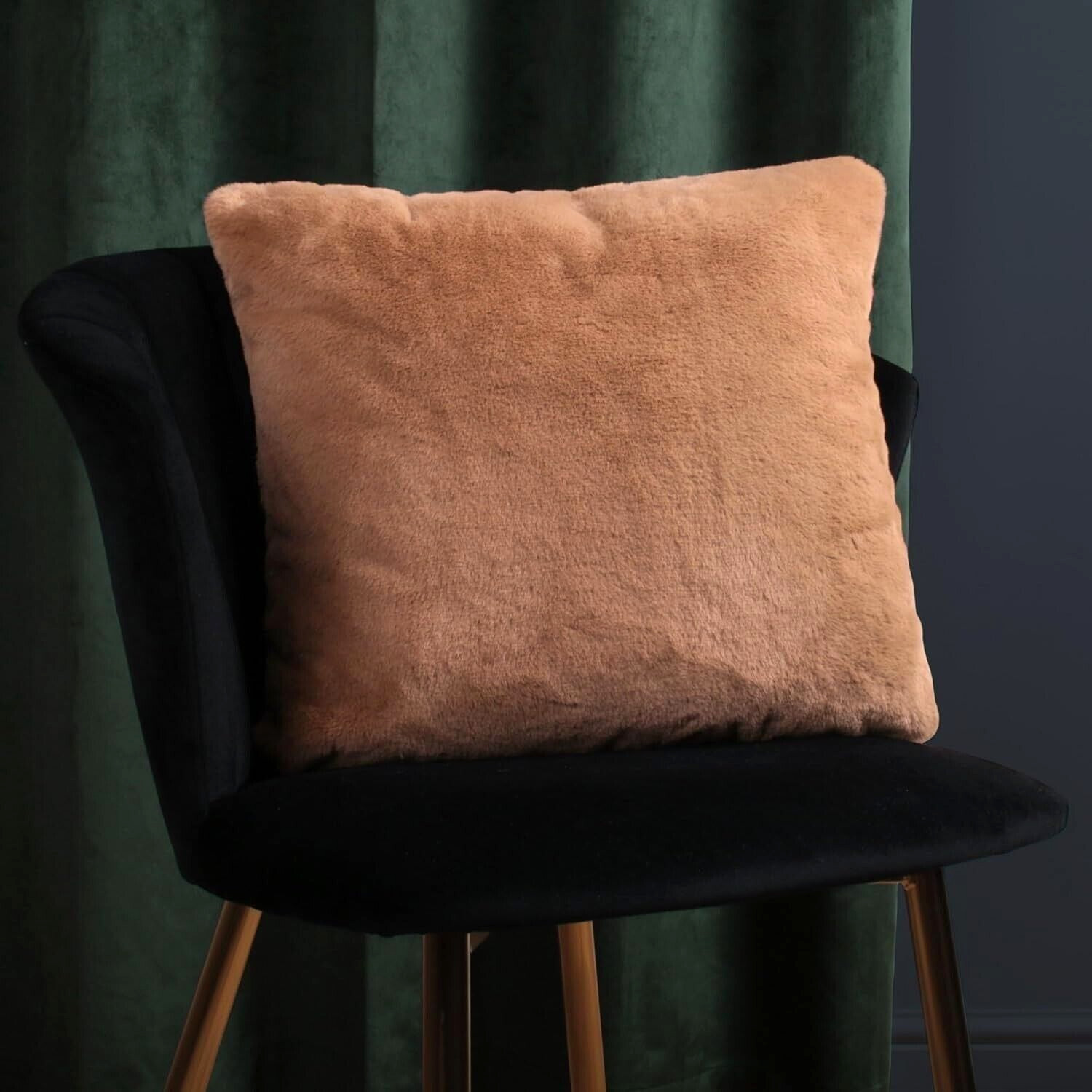PACK OF 4 Filled Cushions Soft Teddy Fur Mink Beige - 43 x 43cm - 75% OFF RRP