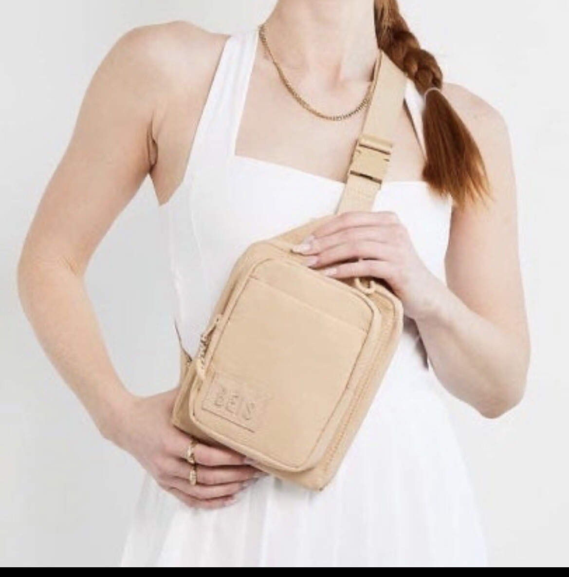 Béis Sport Sling Beige Sold Out Holds Water Bottle Keys Pockets