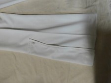 Vintage Pants Slacks White Poly Wide Leg High Waist Back Zipper Waist 25"