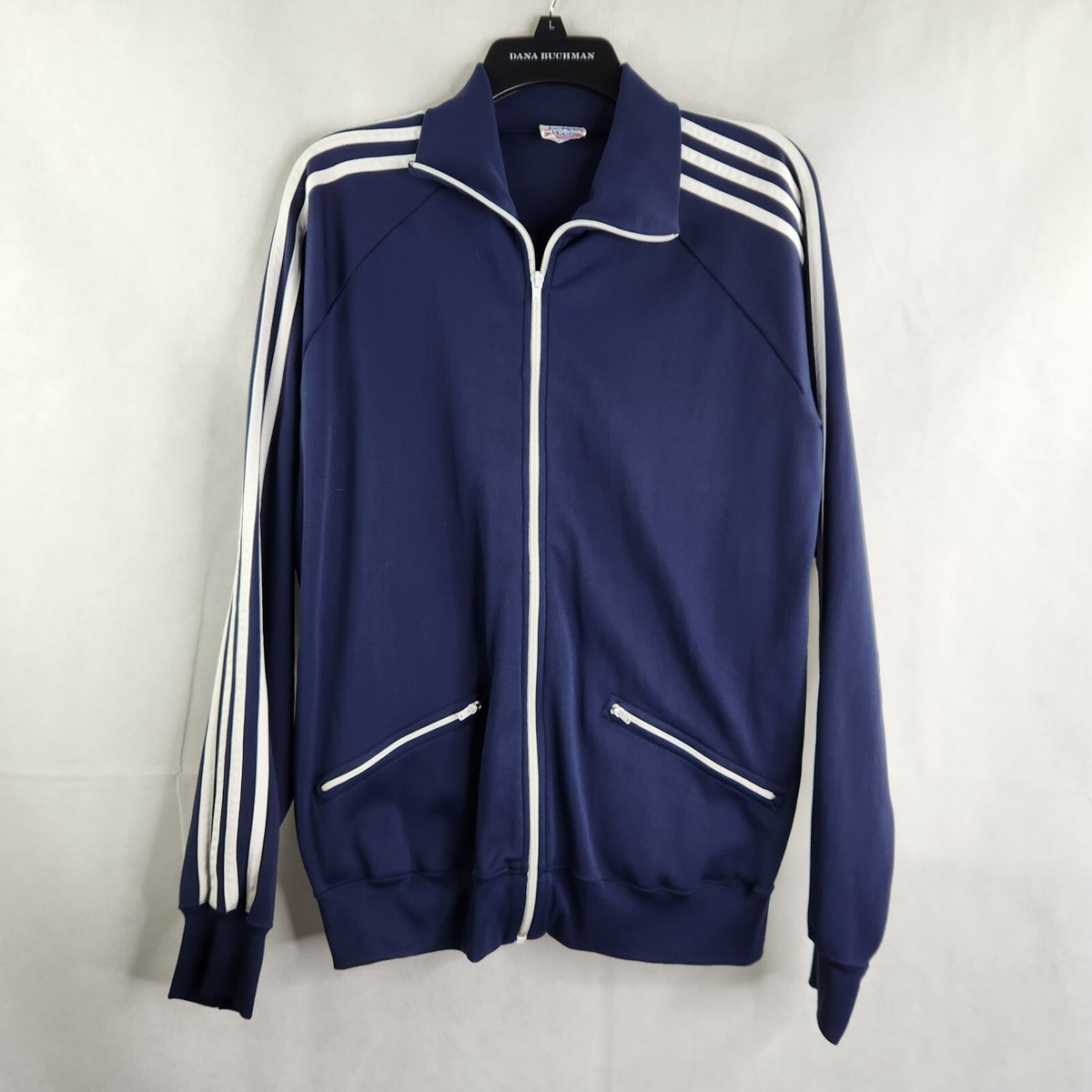 70s Sears トラックジャケット ジャージ 古着 ビンテージ USA Vintage 70s Blue White Zip Warm Up Track Jacket Adult M