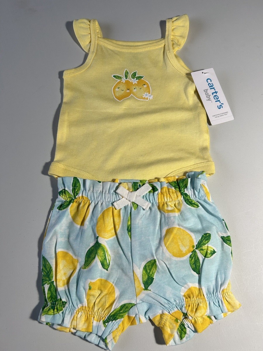 Carters Baby Girl Piece Lemon Knit Short Outfit Size 3M NWT