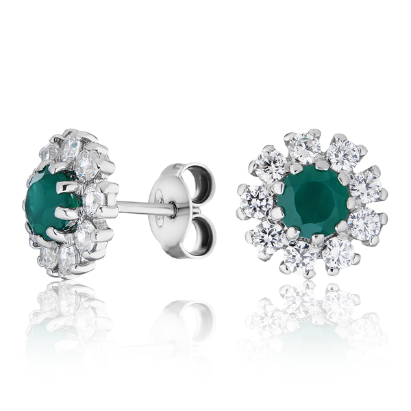 Ohrringe Ohrstecker Silberschmuck 925 Silber Zirkonia Chrysopras Echtschmuck-image