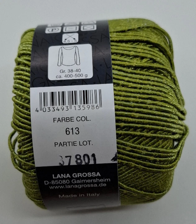 (110 € /kg):  50 g LG SECONDO BIG, Bändchengarn mit Seide, Farbe 613 grün #7496 - Bild 2 von 2