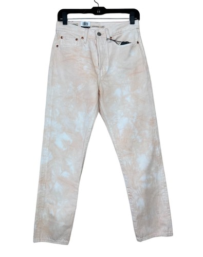 NEW Levis Wedgie Straight Jeans Size 27 High Rise Denim Tie Dye Button Fly Pink - Picture 2 of 12
