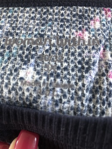 Woman Within 3X Plus L/S Blue Multi Waffle Weave L/S Cotton BL Floral Shirt NEW - Picture 13 of 14