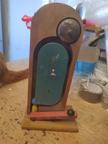 12 inches Triang - test your strength ring the bell. Vintage wooden toy.