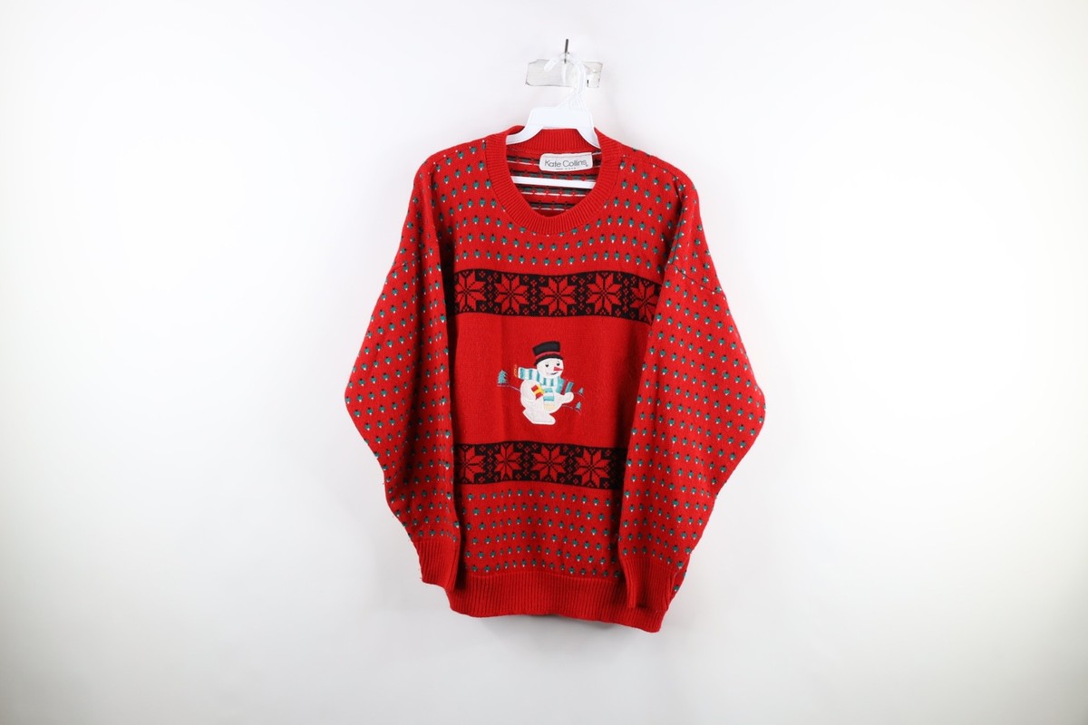Vintage 90s Streetwear Womens XL Wool Knit Christmas Snowman Vintage 90s Streetwear Womens XL Wool Knit Christmas Snowman