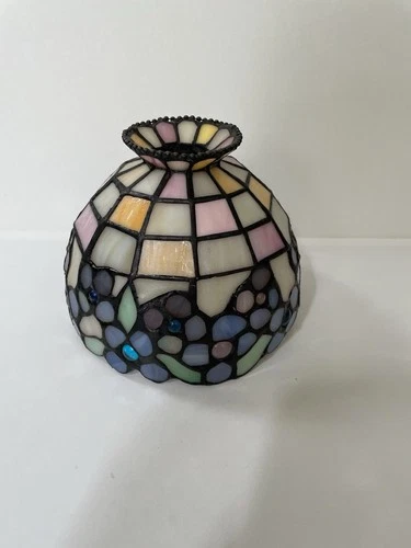 Vintage Stained Glass Lamp Shade Tiffany Style 5x6 Tea Lamp Shade