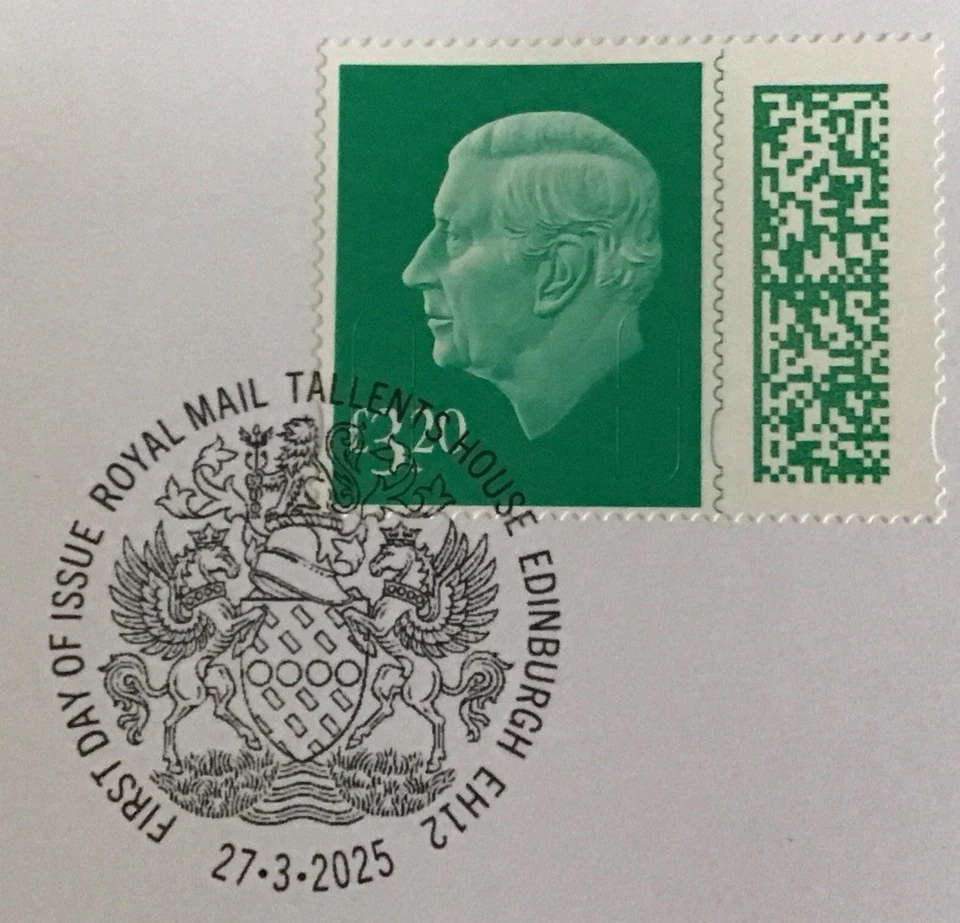 GB KCIII 2025 Barcode Machin High Values RM FDC Tallents House Coat Of Arms SHS - Image 2 of 4