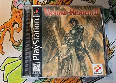 Vandal-Hearts II PS1 EX cond CIB W. REG CARD SHIPS W. PEOTECTOR