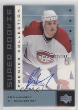 2002-03 Upper Deck Premier Collection 22/199 Ron Hainsey #73 Rookie Auto RC 2o7