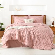 Full Size Comforter Set with Sheets - 7 Pieces Bed Full 79"x90" Blush Pink